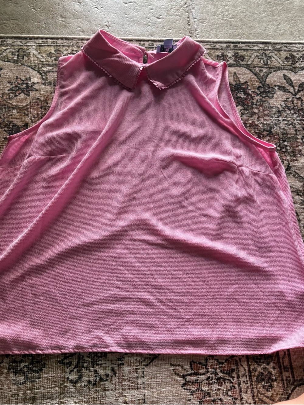 CeCe Pink Sleeveless Polo with Beaded Trim